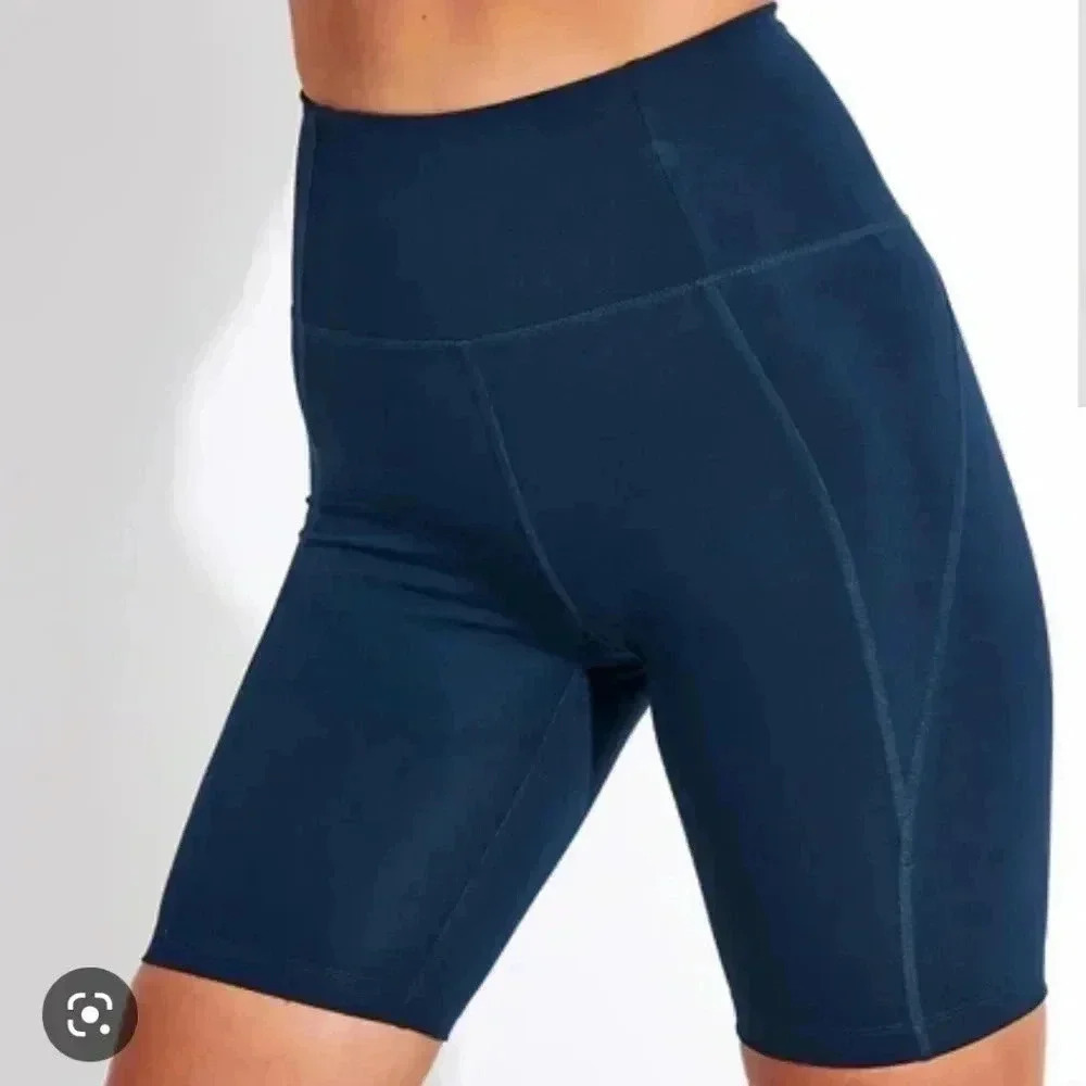 Girlfriend Collective High Rise Biker Shorts Navy Blue Size XS